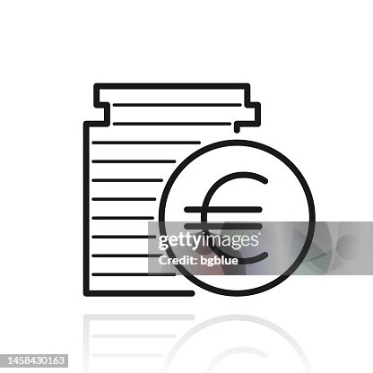 Euro coins stack. Icon with reflection on white background Euro coins stack. Icon with reflection on white background