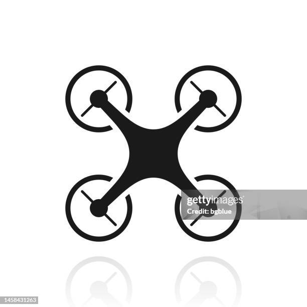 drone - quadcopter. icon with reflection on white background - quadcopter stock illustrations