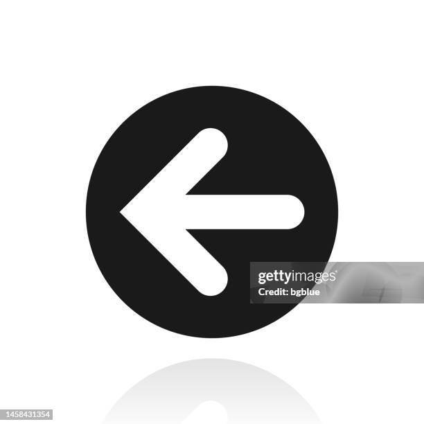 left arrow button. icon with reflection on white background - left hand stock illustrations