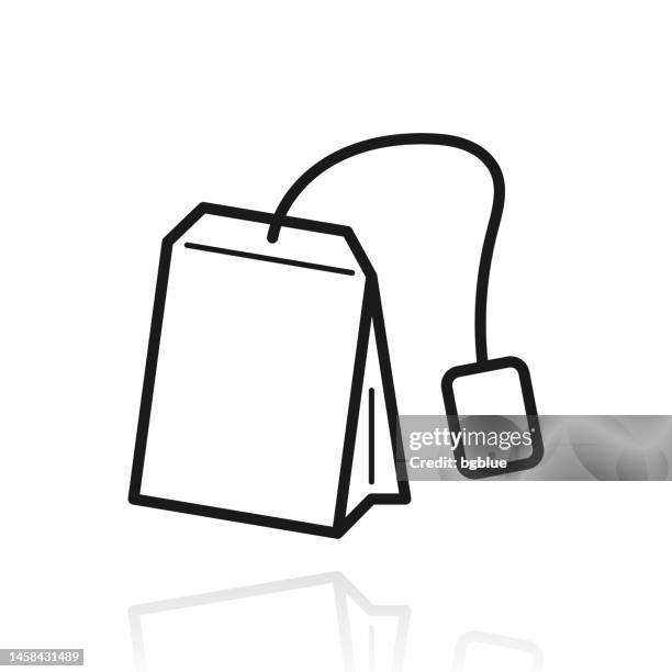 tea bag. icon with reflection on white background - tea bag white background stock illustrations