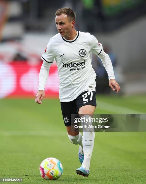 Mario Goetze of Eintracht Frankfurt controls the ball during the Bundesliga match between Eintracht Frankfurt and FC Schalke 04 at Deutsche Bank Park...