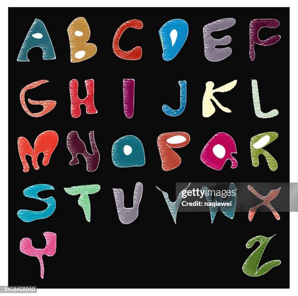 stockillustraties, clipart, cartoons en iconen met vector of colors the letters of a to z alphabet symbol for design - naughty in class