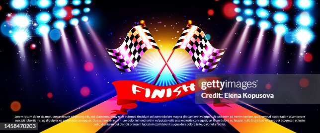 Track Finish Line Ribbon Sport And Victory Concept In Cartoon Style Race Track Finish Line With ...