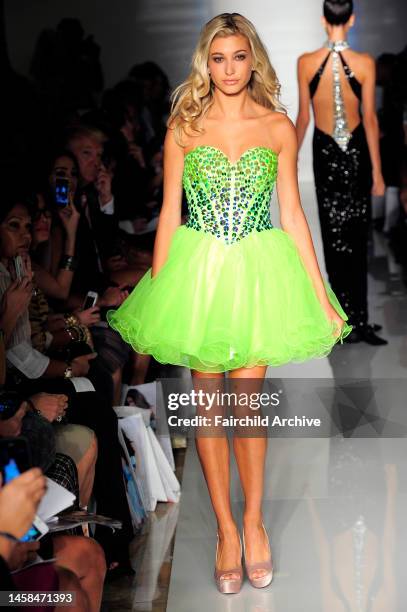 Model on the runway at Evening Sherri Hill's spring 2013 show at Trump Tower.