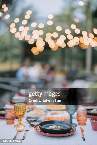 Asian Fusion Food Outdoor Dining Dinner Table Place Setting