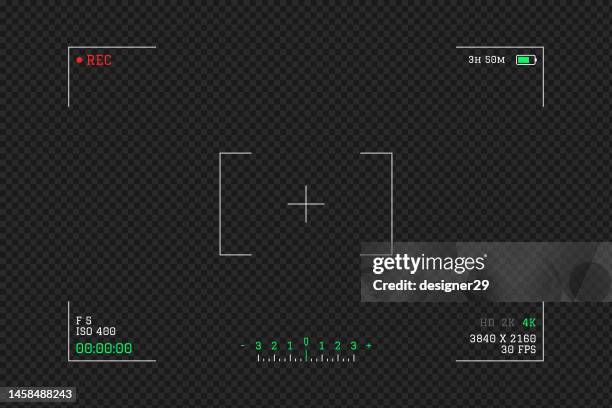 video camera overlay. video screen frame vector design on transparent background. - lens optical instrument stock illustrations