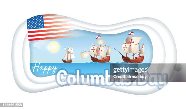 christopher columbus day - sailing crew stock illustrations