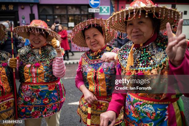 The Newcastle Chinese Women's Association prepare to perform a traditional dance during Chinese New Year celebrations to mark The Year of the Rabbit...