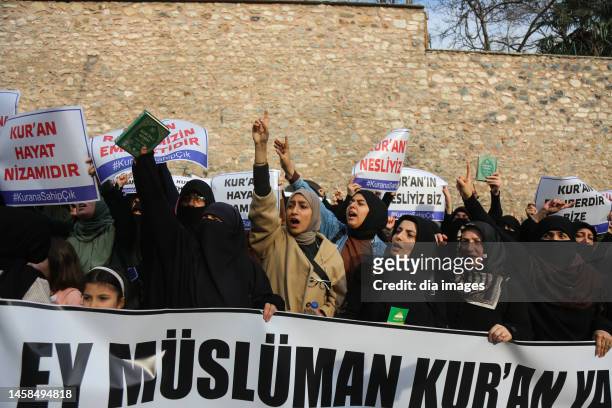 Protest against the burning of the Qur'an in Sweden is held in front of the Swedish Consulate on January 22, 2023. A group held a protest in front of...