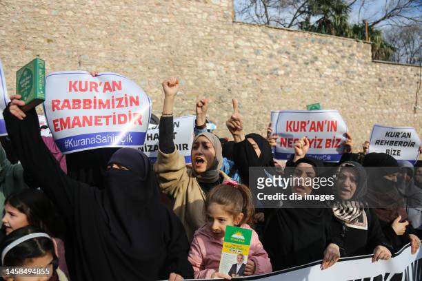 Protest against the burning of the Qur'an in Sweden is held in front of the Swedish Consulate on January 22, 2023. A group held a protest in front of...