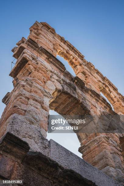 close up view of verona arena - lazio verona stock pictures, royalty-free photos & images