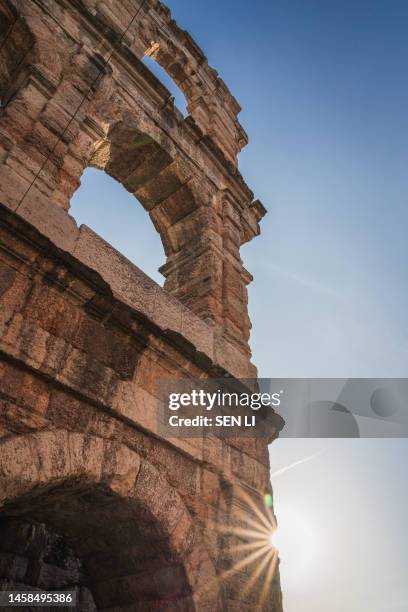 close up view of verona arena - lazio verona stock pictures, royalty-free photos & images