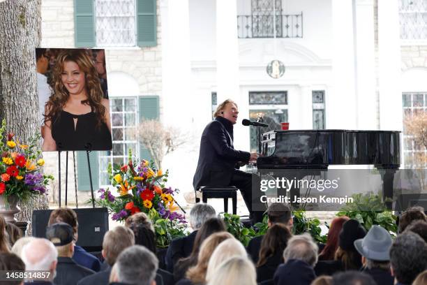 Axl Rose performs at the public memorial for Lisa Marie Presley on January 22, 2023 in Memphis, Tennessee. Presley the only child of American singer...