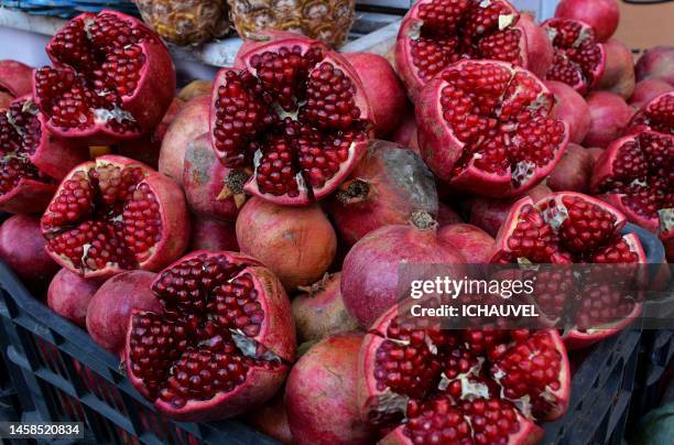 pomegranates amman jordan - pomegranate stock pictures, royalty-free photos & images