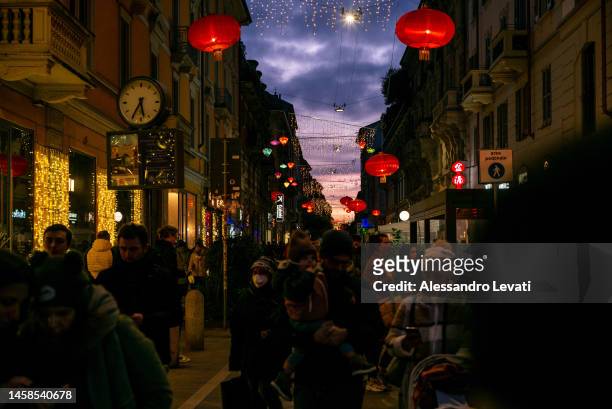 Milan's Chinatown street ahead of the Chinese New Year celebrations on January 21, 2023 in Milan, Italy.