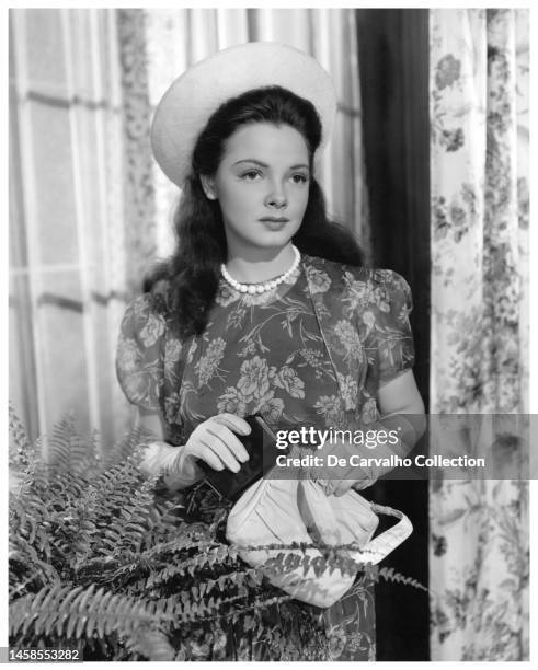 Publicity portrait of actor Kathryn Grayson in the film 'The Vanishing Virginian' 1942, United States.