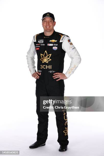 Driver Kyle Busch poses for a photo during NASCAR Production Days at Charlotte Convention Center on January 18, 2023 in Charlotte, North Carolina.