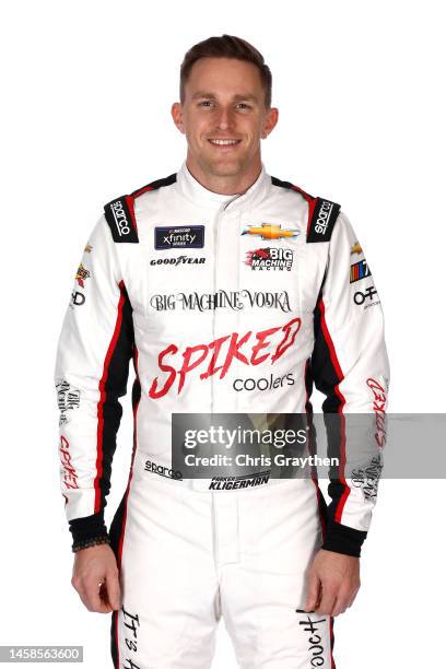 Driver Parker Kligerman poses for a photo during NASCAR Production Days at Charlotte Convention Center on January 18, 2023 in Charlotte, North...