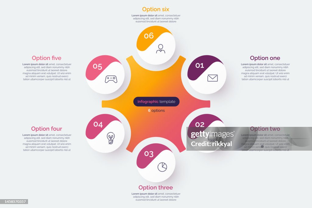 Six Option Circle Infographic Diagram Vector Illustration High-Res ...