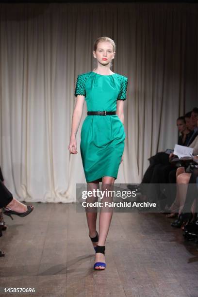 Model Diana Farkhullina on the runway at Jason Wu's resort 2010 show at the Greenwich Hotel in New York City.