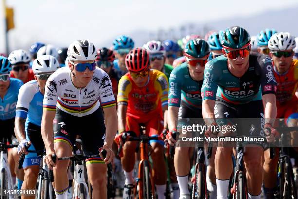 Remco Evenepoel of Belgium and Team Soudal Quick-Step and Ryan Mullen of Ireland and Team Bora - Hansgrohe compete during the 39th Vuelta a San Juan...