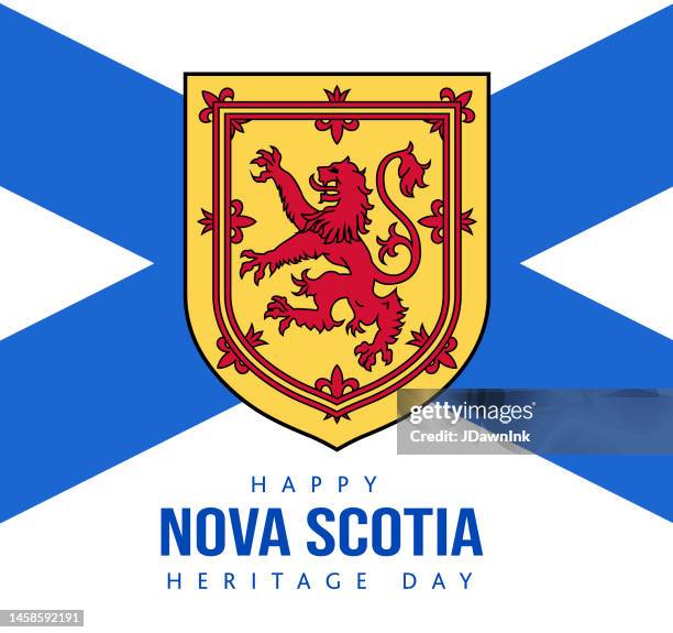 happy nova scotia heritage day february concept. square banner template design, poster with text - flag of nova scotia stock illustrations