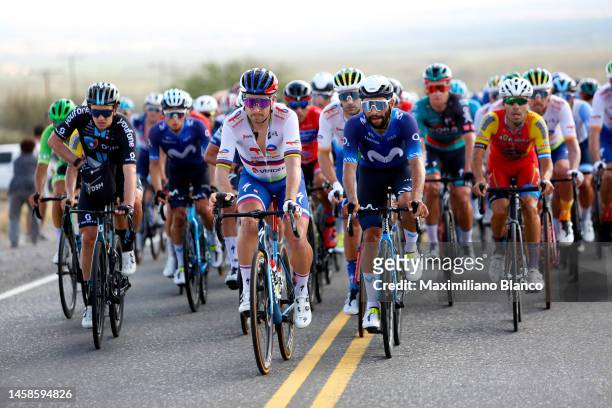 Peter Sagan of Slovakia and Team Total Energies and Fernando Gaviria of Colombia and Movistar Team compete during the 39th Vuelta a San Juan...