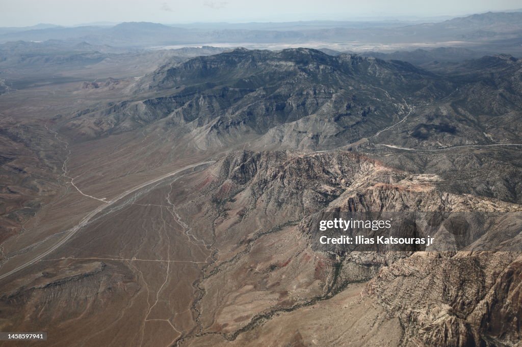 Aerial view of mountains near Las Vegas