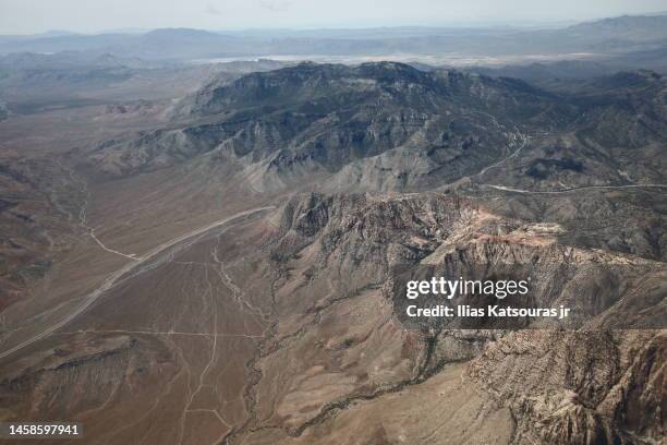 aerial view of mountains near las vegas - henderson nevada stock pictures, royalty-free photos & images