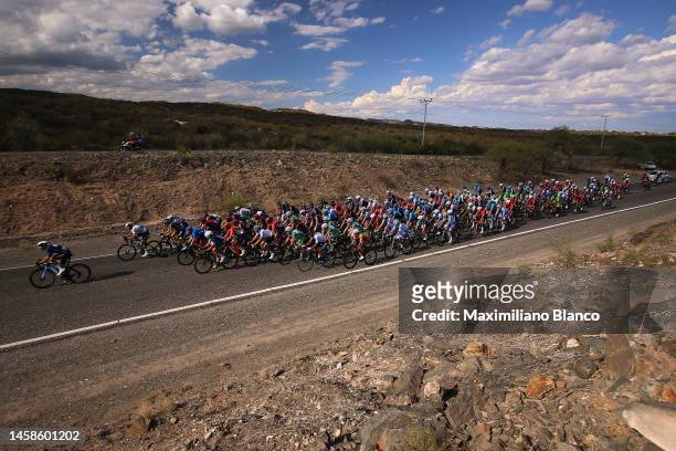 General view of the peloton competing during the 39th Vuelta a San Juan International 2023, Stage 1 a 143,9km stage from San Juan to San Juan on...