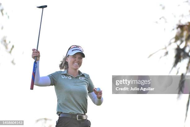 Brooke Henderson of Canada reacts after winning the Hilton Grand Vacations Tournament of Champions at Lake Nona Golf & Country Club on January 22,...