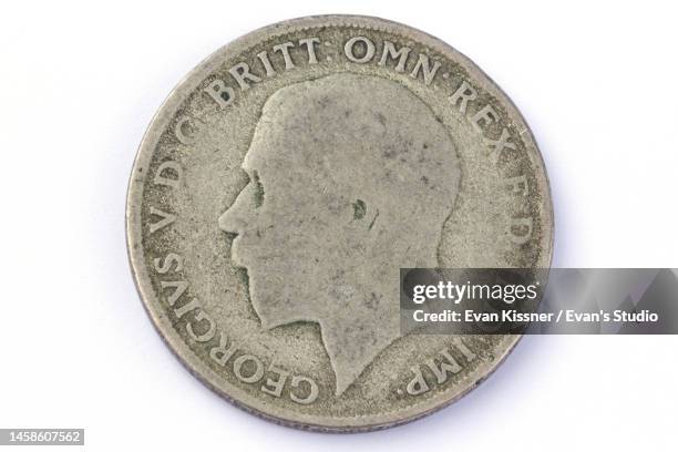 1911-1919 united kingdom 1 florin coin featuring king george v - obverse photo - george v of great britain stock pictures, royalty-free photos & images