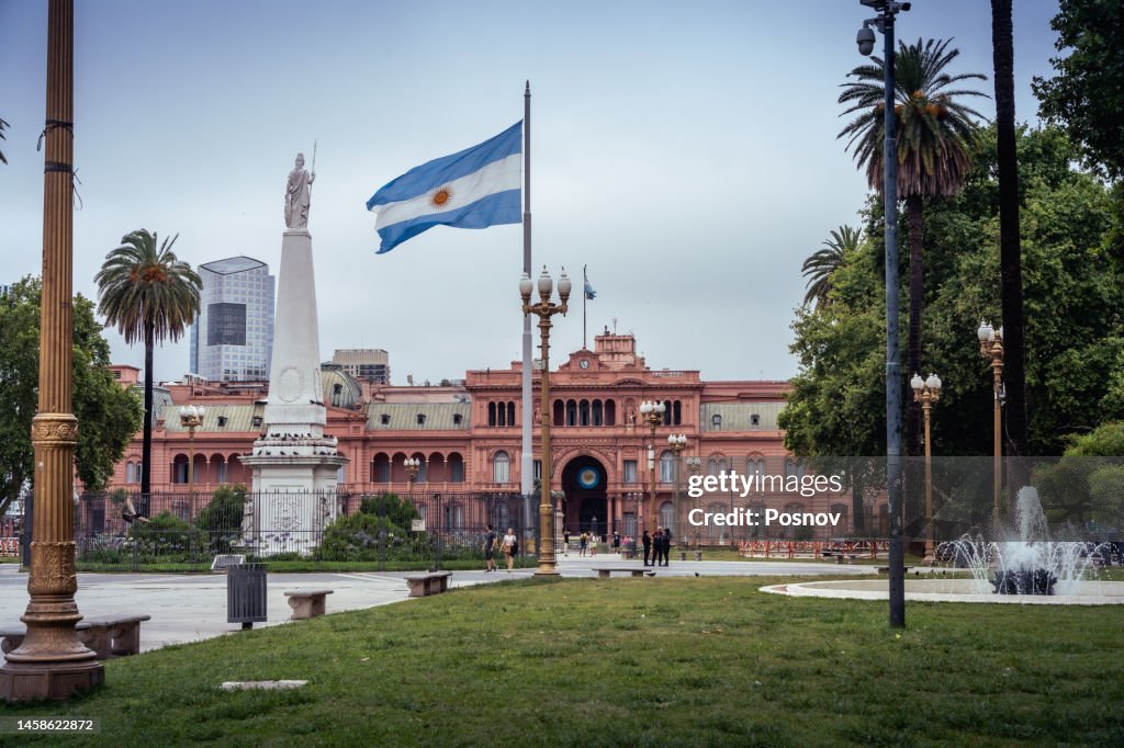 Flag of Argentina at Plaza de Mayo