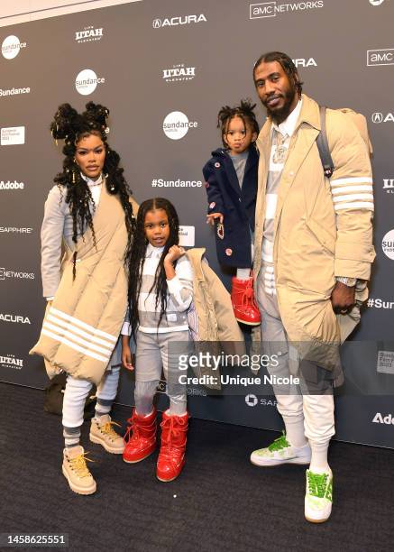 Teyana Taylor, Iman Tayla Shumpert Jr., Rue Rose Shumpert, and Iman Shumpert attend the 2023 Sundance Film Festival "A Thousand And One" Premiere at...