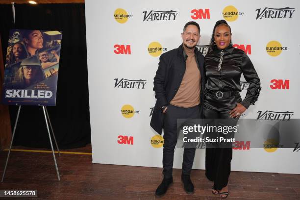 Julio Palacio and Vivica Fox pose for a photo at the screening of "Skilled" at Chefdance on January 22, 2023 in Park City, Utah.