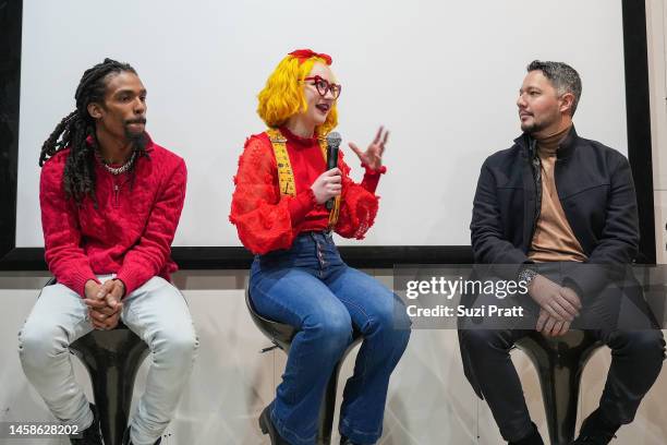 Cedric Smith, Paige Knowles, Julio Palacio speak on a panel at the premiere of "Skilled" at Chefdance on January 22, 2023 in Park City, Utah.