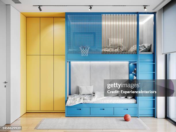 interior de la habitación multifuncional para adolescentes - litera fotografías e imágenes de stock