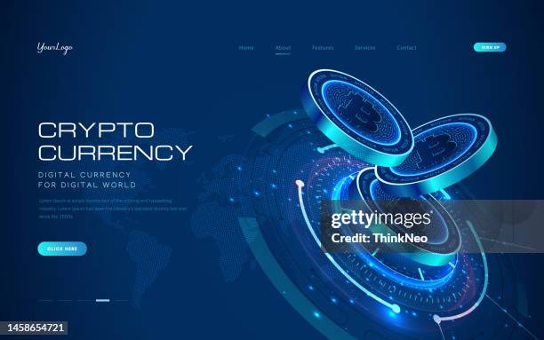 abstrakte digitale finanzen in der online-welt. bitcoin. - bitcoin stock-grafiken, -clipart, -cartoons und -symbole