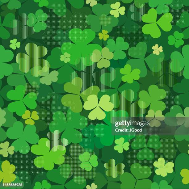 bildbanksillustrationer, clip art samt tecknat material och ikoner med seamless clover leaf pattern - ireland