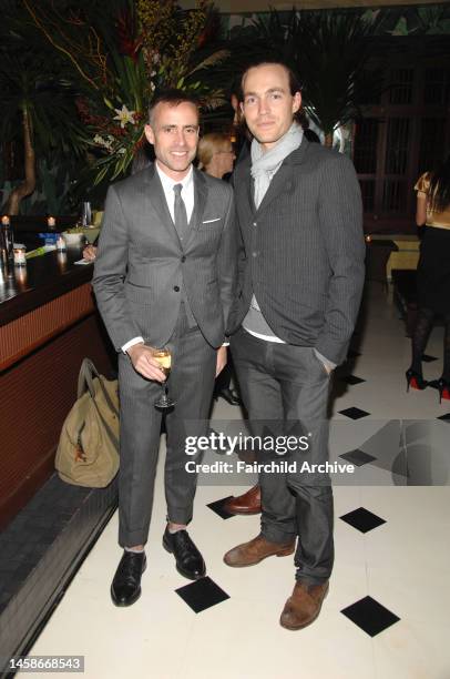 Fashion designers Thom Browne and David Neville attend a party for Coach's Reed Krakoff at Indochine in New York City.