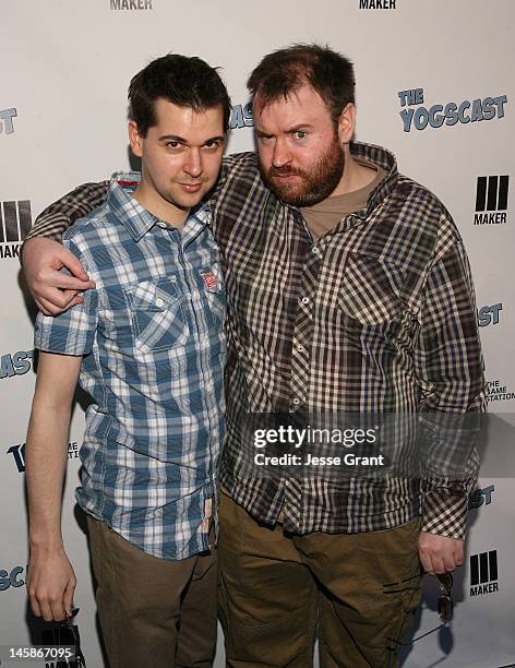 Lewis Brindley and Simon Lane attend The Yogscast E3 Pre-Game Party by The Game Station and Maker Studios at Drai's Hollywood on June 6, 2012 in...