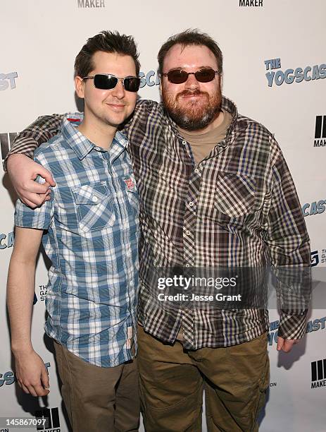 Lewis Brindley and Simon Lane attend The Yogscast E3 Pre-Game Party by The Game Station and Maker Studios at Drai's Hollywood on June 6, 2012 in...