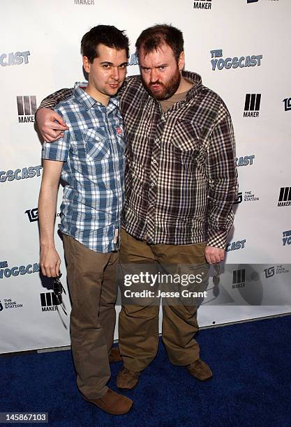 Lewis Brindley and Simon Lane attend The Yogscast E3 Pre-Game Party by The Game Station and Maker Studios at Drai's Hollywood on June 6, 2012 in...