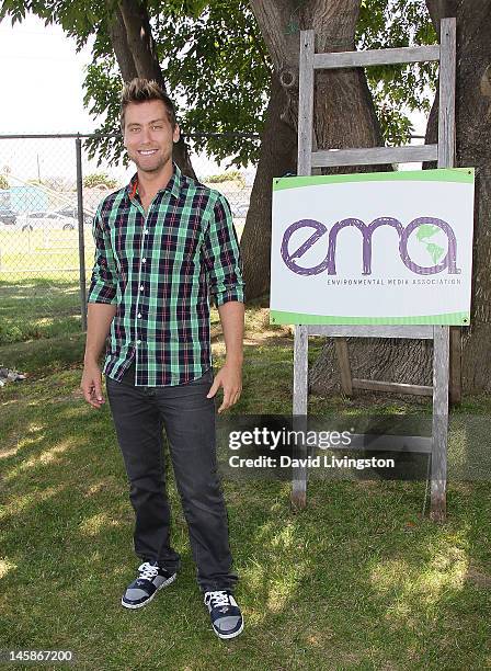 Recording artist Lance Bass attends the Environmental Media Association's 3rd Annual Garden Luncheon at Carson Senior High School on June 6, 2012 in...