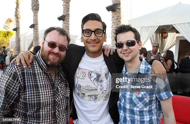 Simon Lane, Kassem G and Lewis Brindley attend The Yogscast E3 Pre-Game Party by The Game Station and Maker Studios at Drai's Hollywood on June 6,...