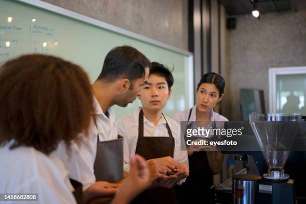 student is study make coffee. - hotel occupation stock pictures, royalty-free photos & images