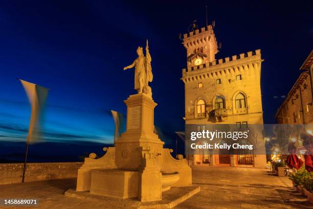 liberty square and the public palace of the republic of san marino - republic of san marino stock pictures, royalty-free photos & images