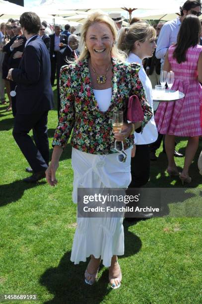 Joan Parker attends Cartier International Polo Day at the Guards Polo Club.