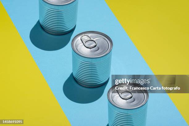 repeated tin cans - tin stock pictures, royalty-free photos & images