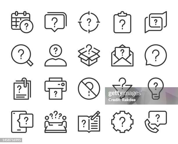 illustrations, cliparts, dessins animés et icônes de question - icônes de ligne - poser une question